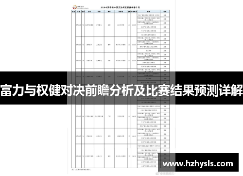 富力与权健对决前瞻分析及比赛结果预测详解